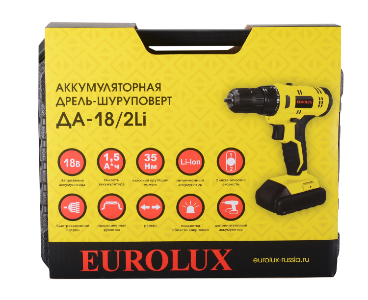 Дрель-шуруповерт аккумуляторная Eurolux ДА-18/2Li 